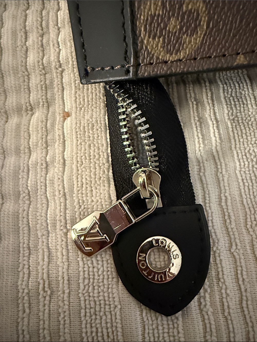 Louis Vuitton Brown Monogram Canvas Slim Pouch with Black Trim - Picture 3 of 3